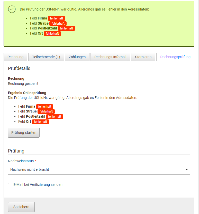 Abb. 5: Onlineprüfung: Fehler in Adressdaten