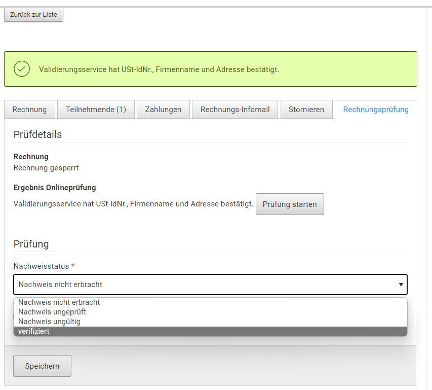 Abb. 6: Onlineprüfung erfolgreich